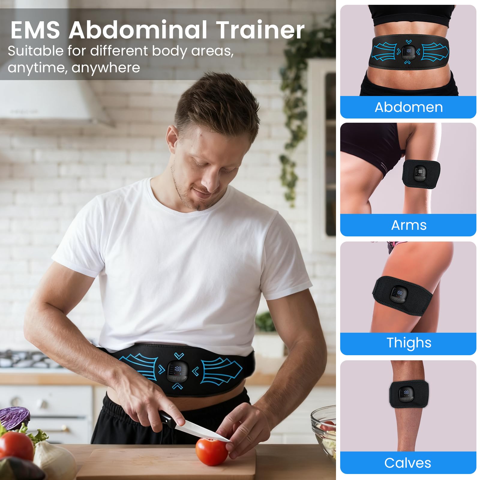 Abdominales Electroestimulacion, 10 Modos Y 30 Intensidades EMS Electroestimulador Abdominal, Electroestimulador Muscular con Indicador del Consumo De CaloríAs, Electroestimulador Recargable