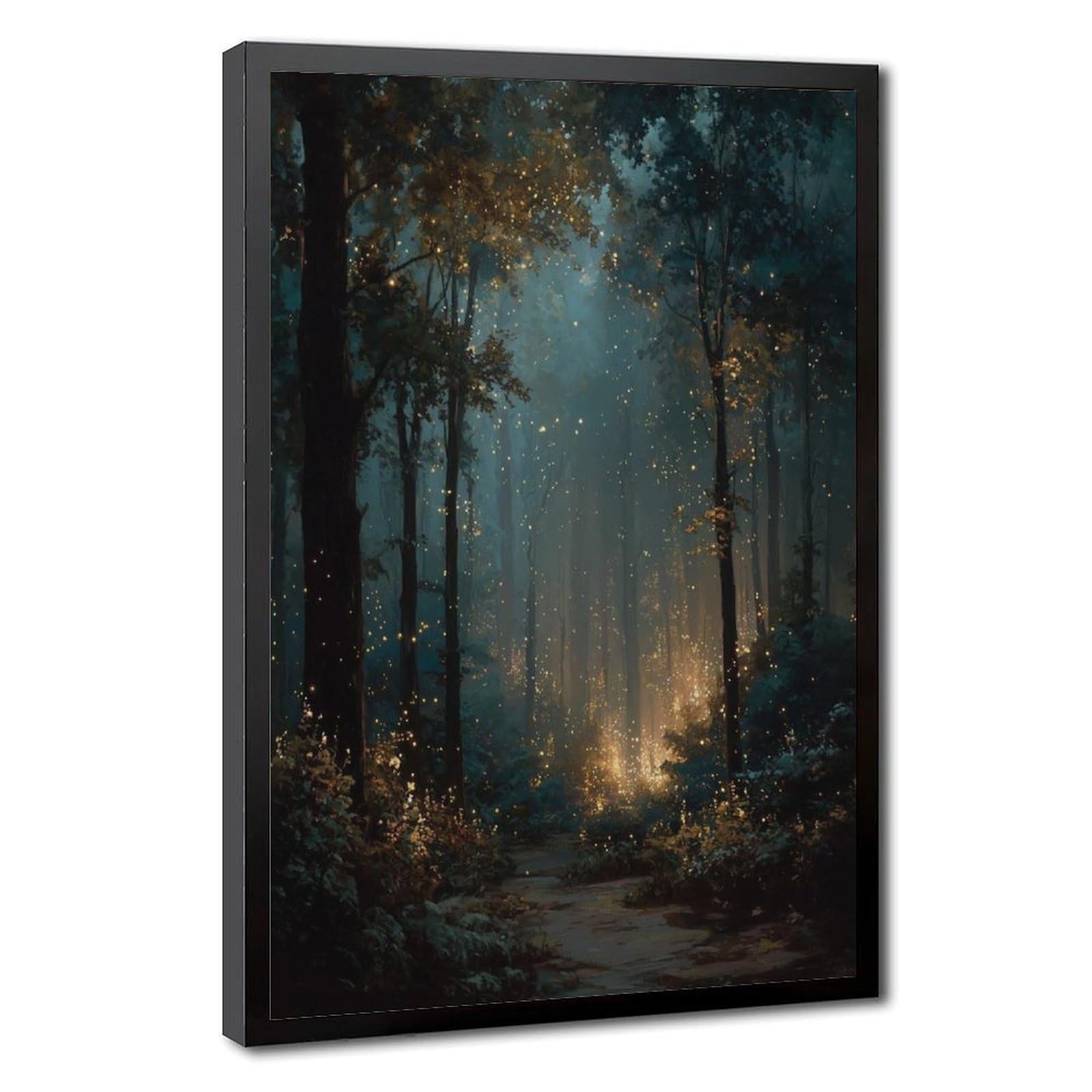 Bareronor Purple Firefly Forest Canvas Poster Bedroom Decor Landscape Office Room Decor Gift 24" L X 36" W