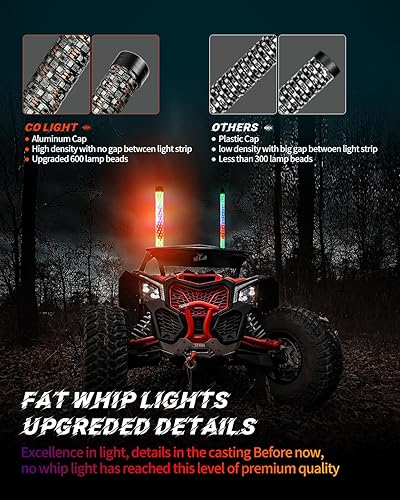 Miniatura 4 de CO LIGHT Luces LED en espiral de 3 pies con control remoto y aplicación, 300 colores y 200 modos RGB de persecuciónbaile antena gruesa iluminada