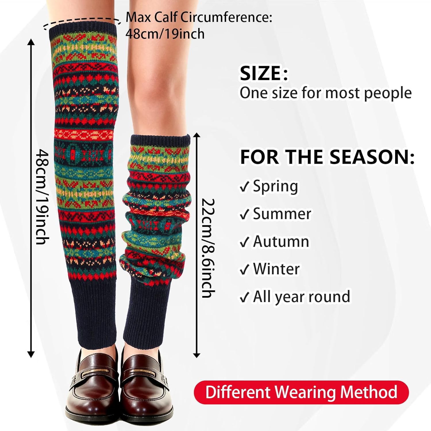 XEPST Leg Warmers Winter Warm Boot Cuffs for Women, Bohemian Style Crochet Knitted Boot Topper Socks Leg Cuffs for Girls - Image 2