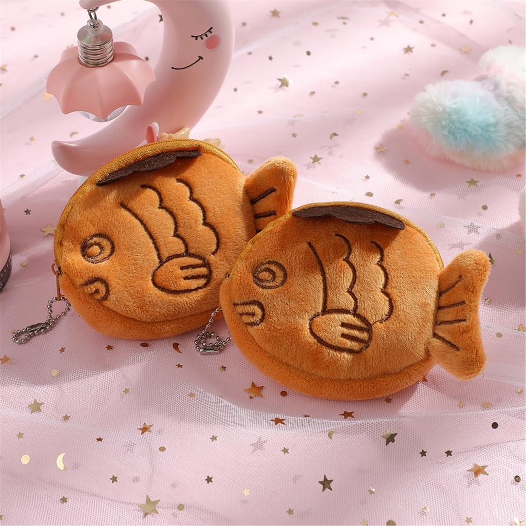 Cute Fish Coin Pouch Earphone Pouch Headphone Bag Plush Coin Purse for Girls