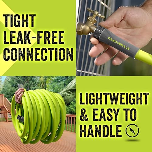 Flexzilla Garden Hose 5/8 in. x 100 ft., Lightweight All-Weather Water Hose, Durable and Flexible, Leak-Free Connections(Chartreuse,100ft,Standard Grip)