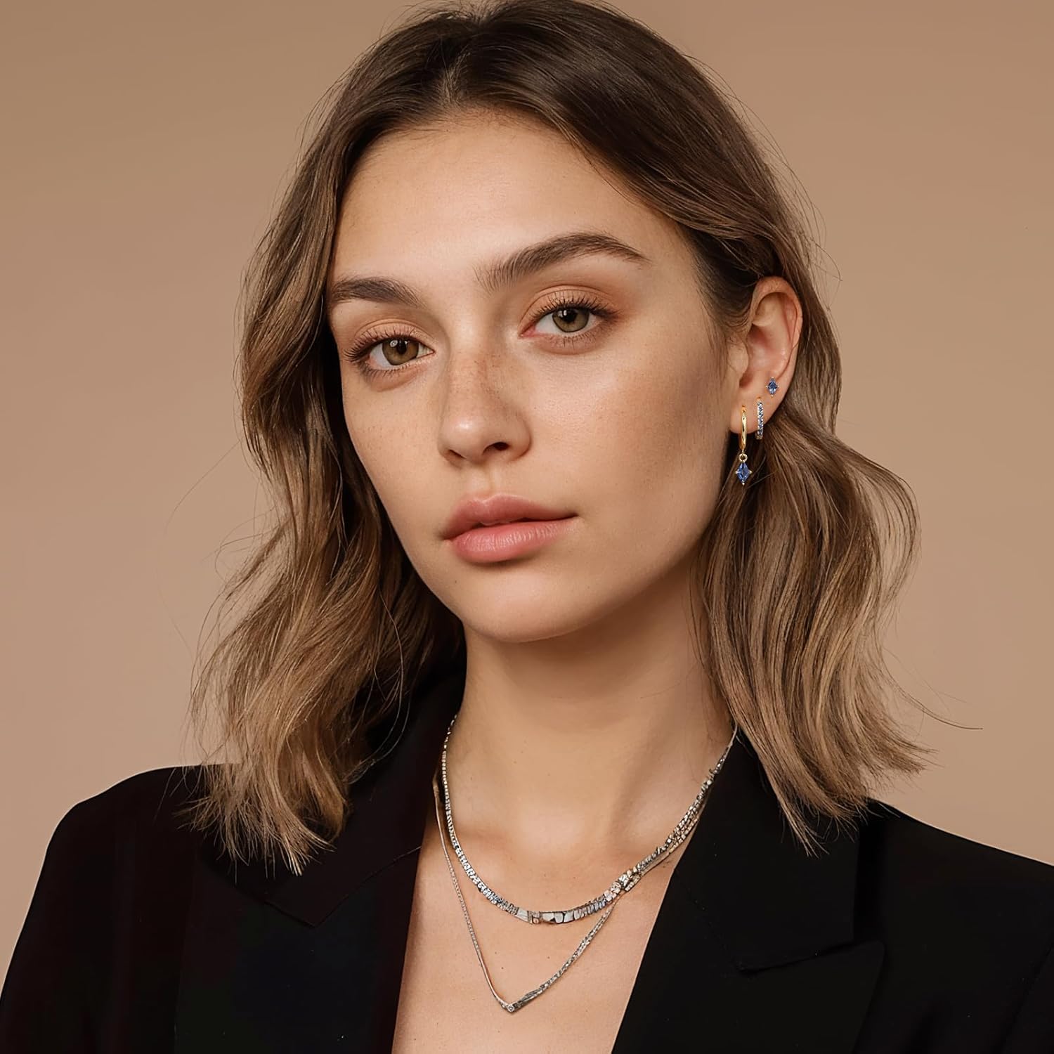 GEORGE · SMITH Gold Hoop Earrings Set for Women, Cubic Zirconia Gold Hoop Earrings Stud, Huggie Hoop Earrings Set for Women Hypoallergenic (3 Pairs) - Image 2