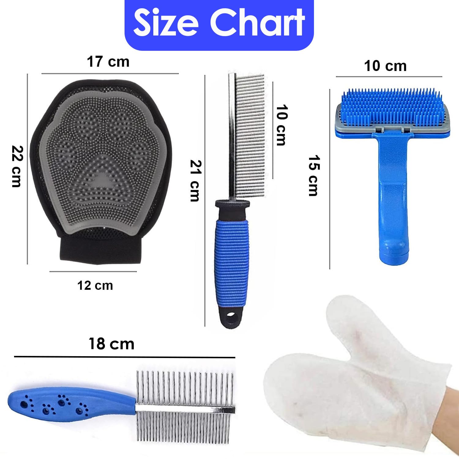 cature Care by Nature Cature 5-In-1 Pet Grooming Combo Pet Wipes Gloves And Pet Bath Grooming Gloves,Pet Comb Pet Slicker Brush For Puppy Cat And Kitten (Multi Color, Pack 5) 1