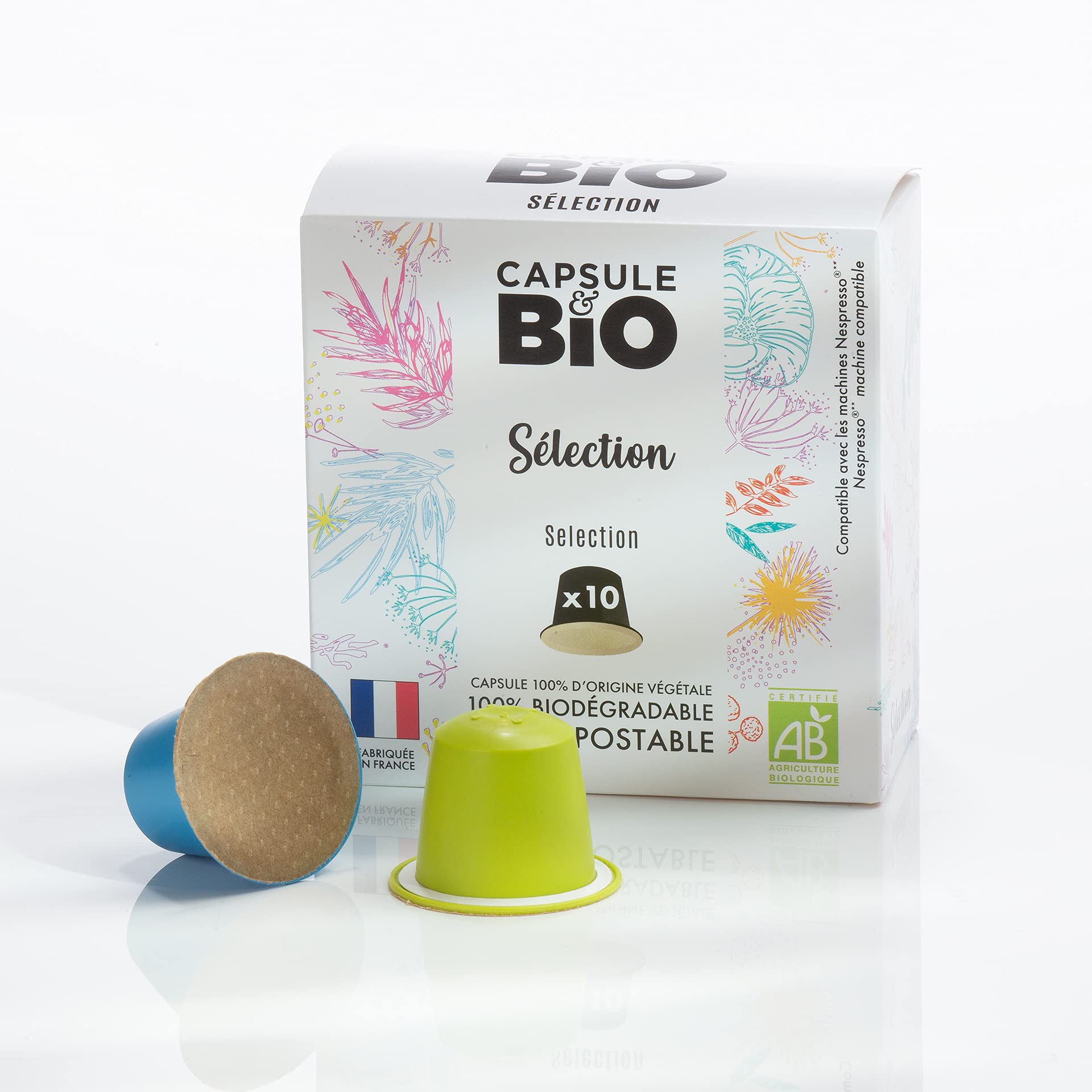 CAPSUL&BIO Variada selección de tés orgánicos – Compatible con máquinas de cápsulas Nespresso – 10 cápsulas biodegradables, 100% vegetales, rápido y saludable, fabricado en Francia.