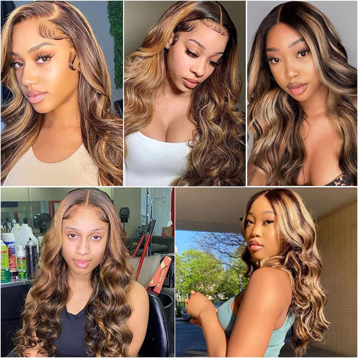 Highlight Ombre Lace Front Wig Human Hair 13x4 Body Wave Lace Front Wigs Human Hair Pre Plucked Honey Blonde Colored Wig 180% Density HD Glueless Frontal Wigs for Black Women (22 Inch)