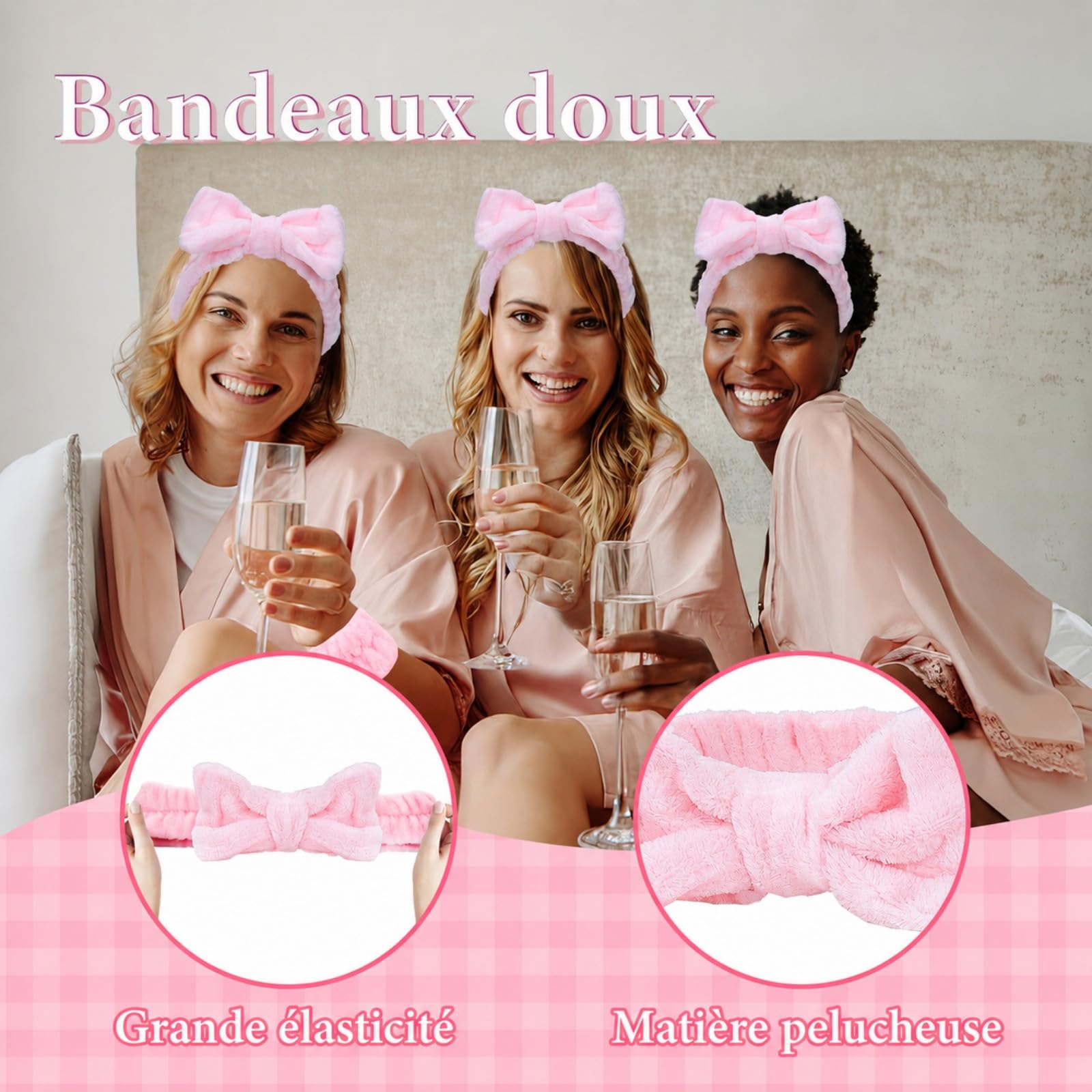 48 Pièces Kit Fête Spa Fille, Accessoires Soirée Pyjama avec Bandeaux, Bracelets, Masques de Sommeil, Chouchous et Sacs, Cadeaux Invités Anniversaire Enfant (Rose, Taille Unique)