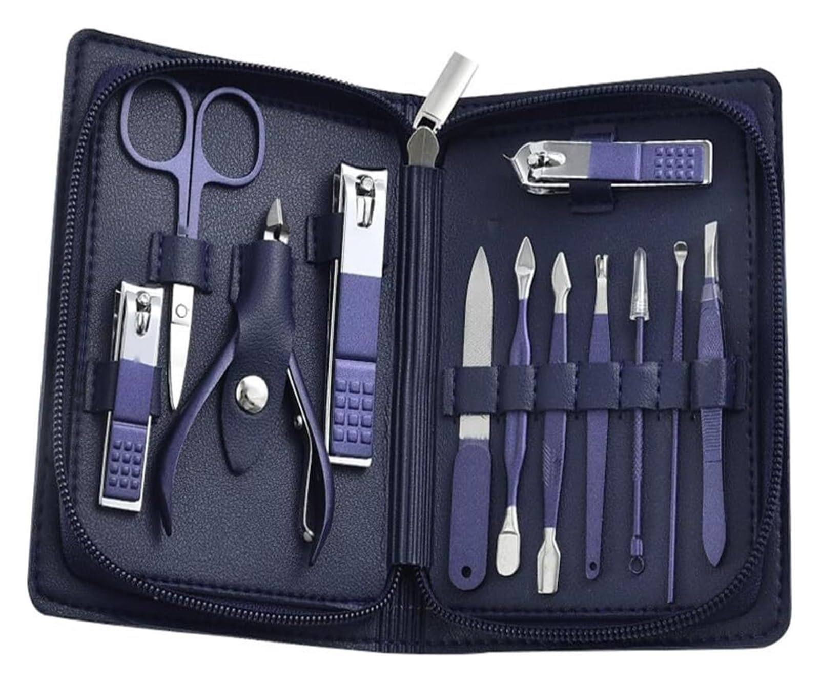 Kit de manicura con cortaúñas de 12 Piezas (Azul, 20 x 15 x 4 cm)