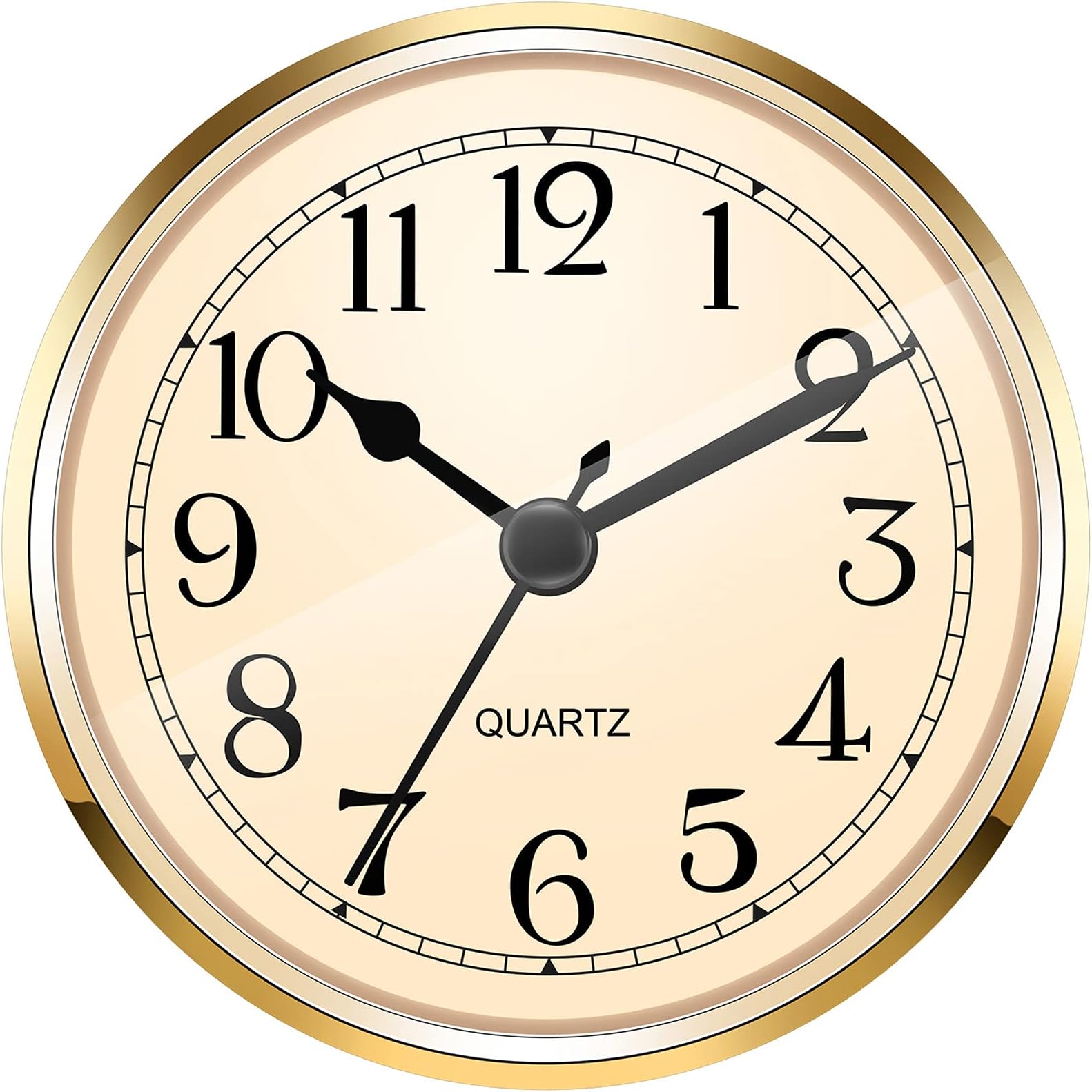Hicarer 3-1/2 Inch (90 mm) Quartz Clock Fit-up/Insert with Arabic Numeral (Gold)