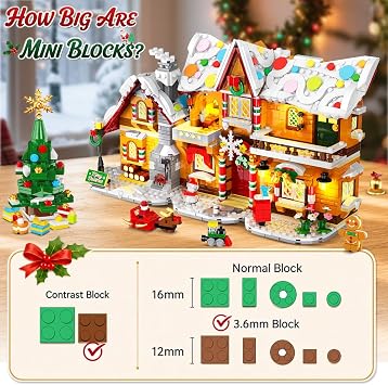 3-in-1 Advent Calendar 2026 Gingerbread House Mini Building Set with Lights