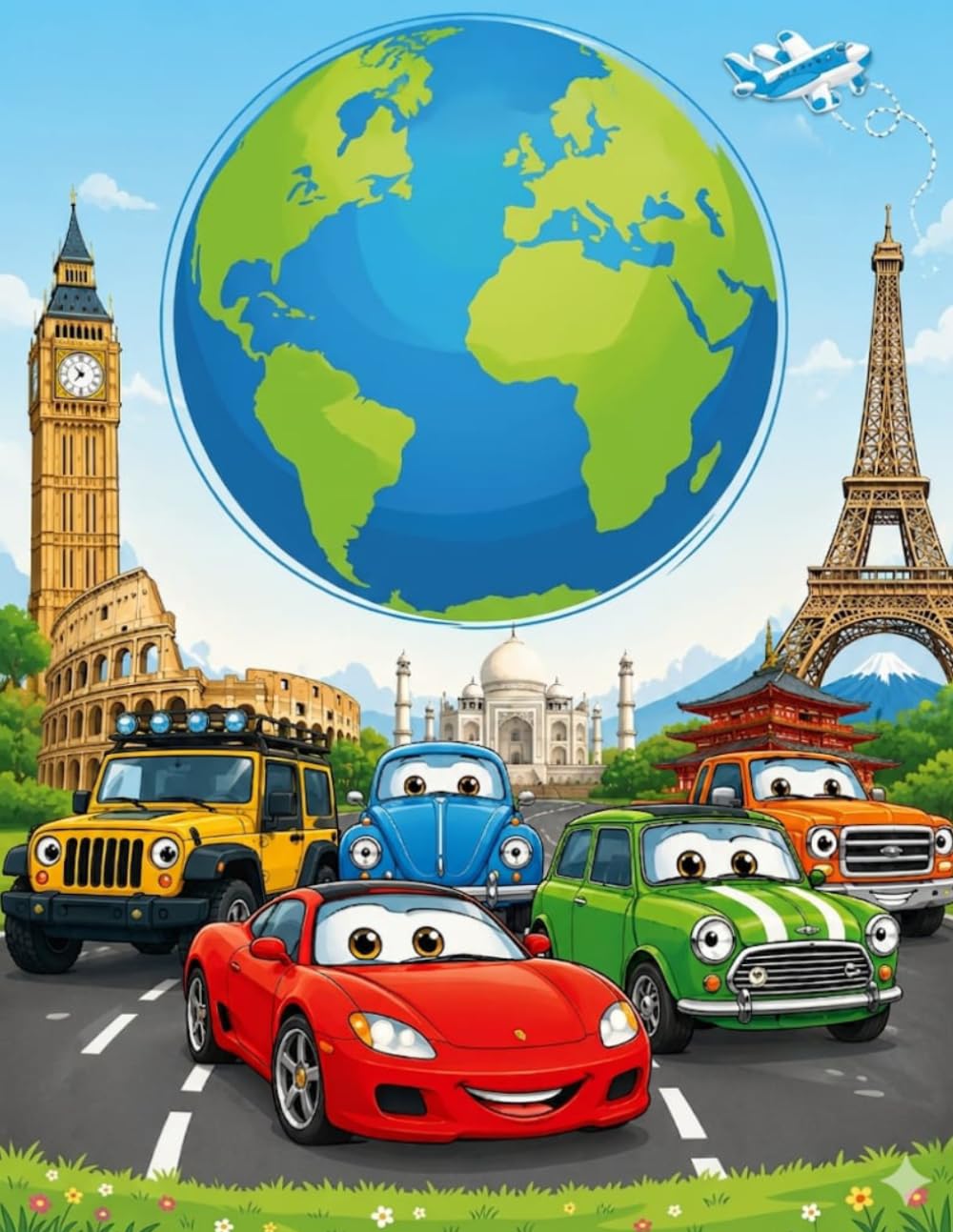 Cars around the world colouring book for kids: Fun and easy vehicle colouring pages featuring sports cars,race cars from different countries