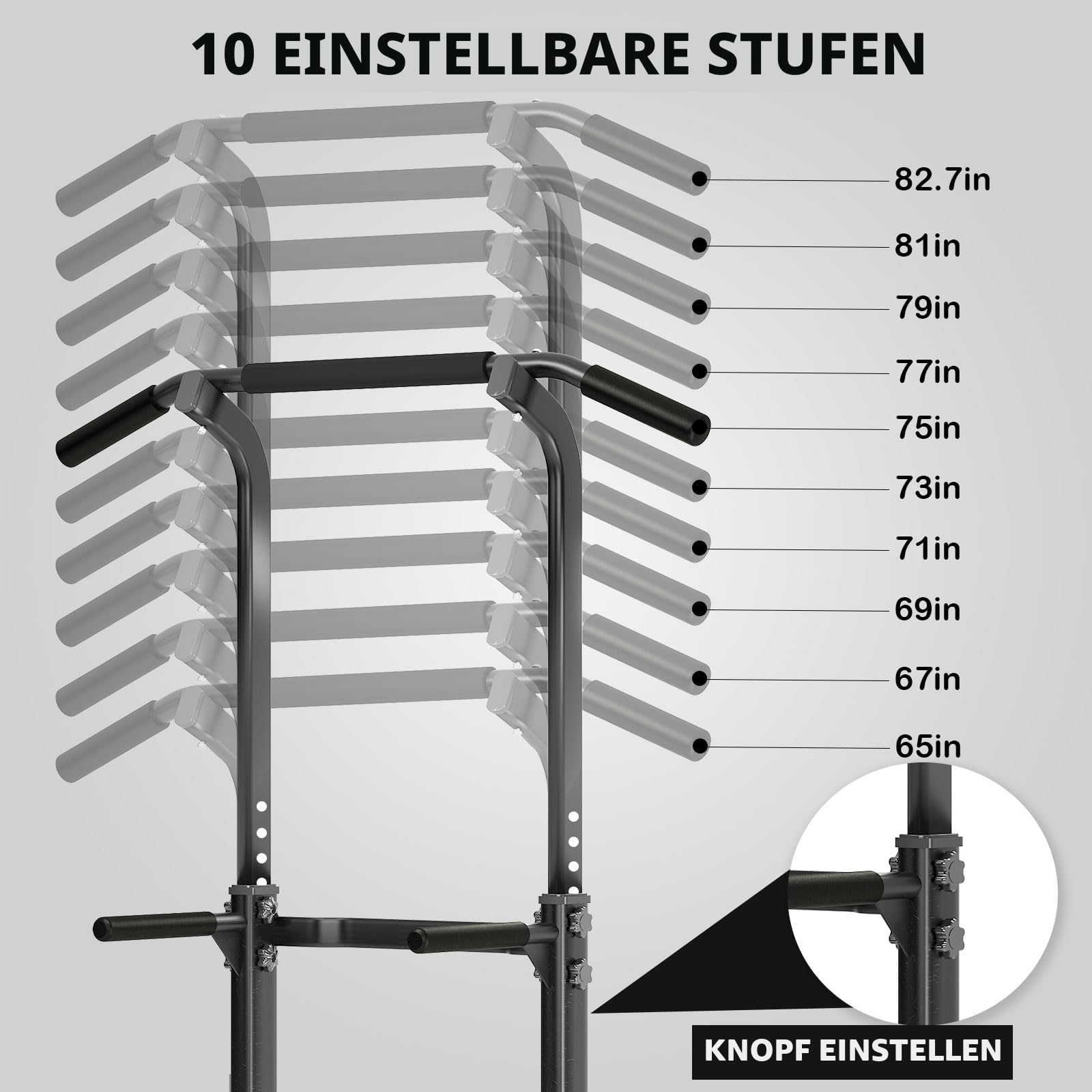 SogesPower Pull Up Power Tower Dip-Station Klimmzugstange für Zuhause | multifunktionale Dip-Unterstützung für Kraft- und Fitnesstraining zu Hause, Trainingsstation mit einstellbarer Höhe