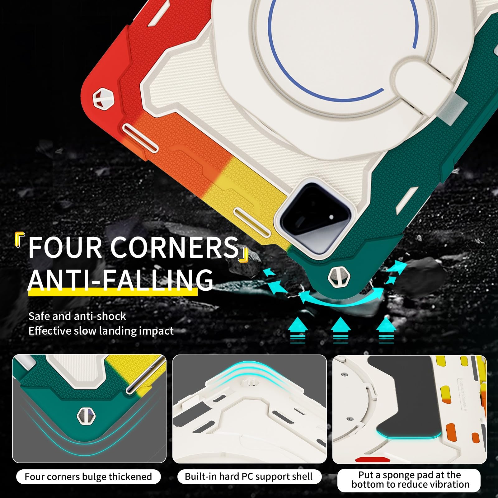 Funda protectora resistente para Xiaomi Pad 8/8 Pro de 11.2 pulgadas 2026, soporte giratorio de 360°, correa para el hombro, soporte para lápices y anillo de asa, funda a prueba de golpes