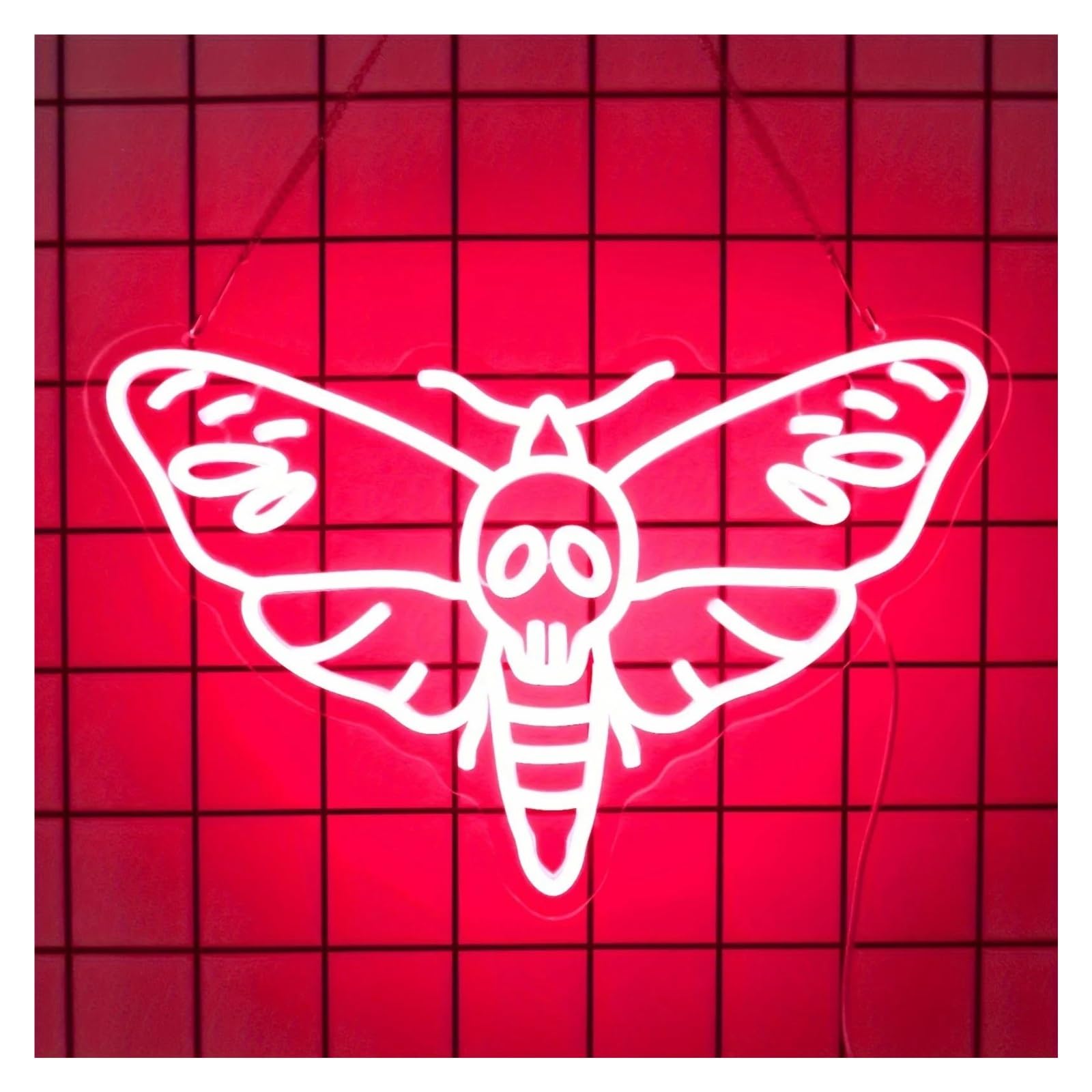 LEMST Signs Lamp Moth Neon Light, Skull Butterfly Neon Sign for Wall Decor Neon Lights for Wall Art Home Decor Living Gallery Bedroom 26x40cm