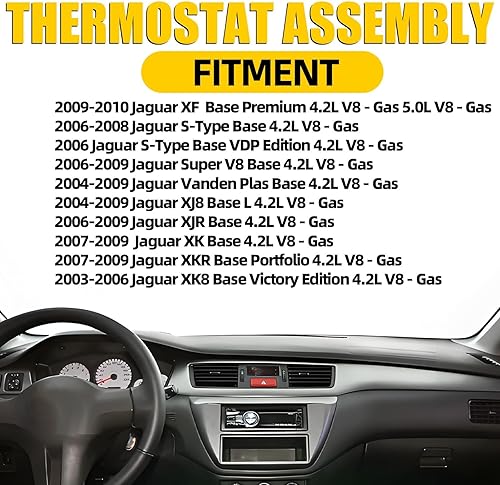 Miniatura 2 de Conjunto de carcasa de termostato de refrigerante de motor compatible con Jaguar 4.2L 5.0L V8 Gas S-Type XF XJ8 XJR XK XK8 XKR Base OE# AJ811793