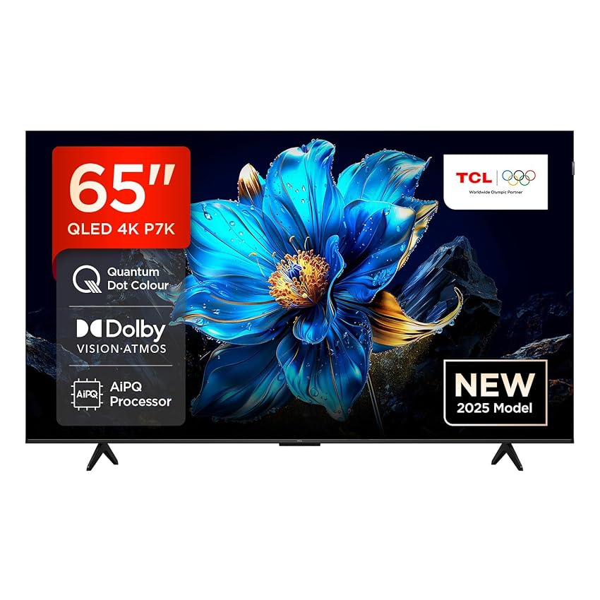 TCL 65P7K 65”QLED 4K HDR TV, Google TV, Smart TV(Dolby Vision & Atmos, Game Master, Motion clarity)