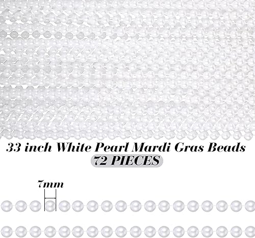 Miniatura 2 de 72 collares de perlas sintéticas de 33 pulgadas y 0.276 in, collar de cuentas de perlas de Mardi Gras, collar para fiesta de flapper, boda