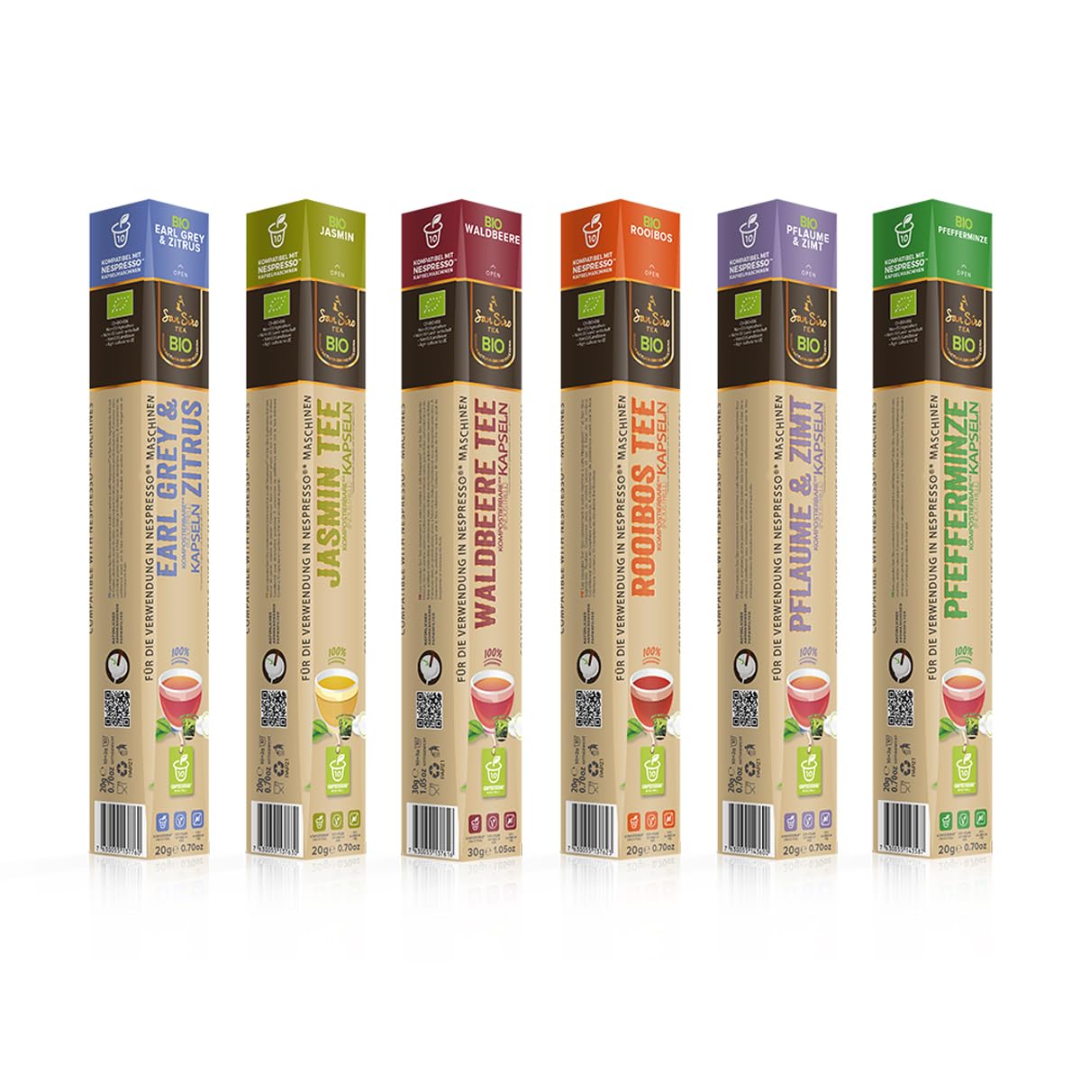 SanSiro BIO Tee PROBIERSET| für Nespresso | 60 Kaffeekapseln | BIO kompostierbar | CO2-neutral produziert | umweltfreundlich