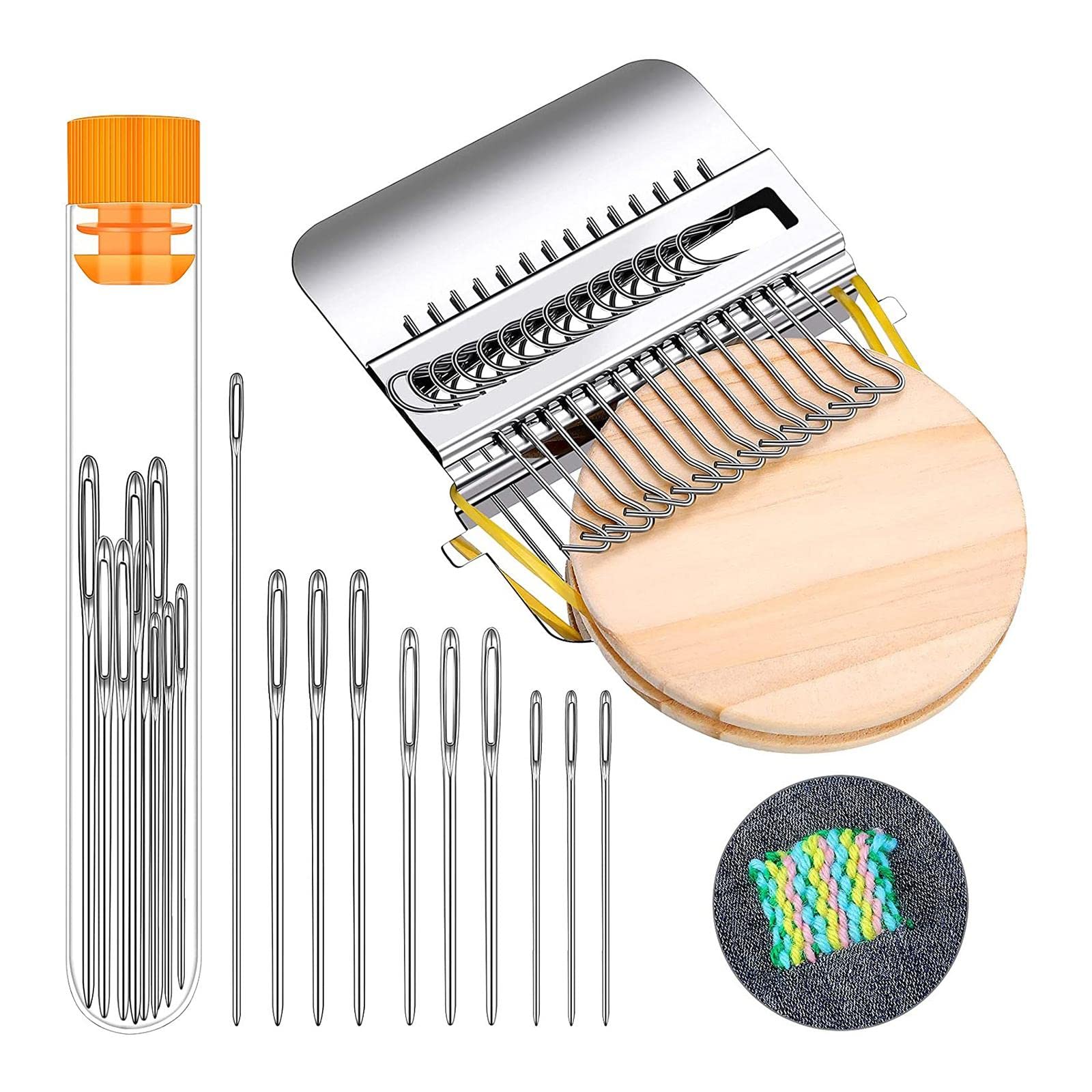 SNAPPSY Speedweve Type Loom Weave Tool with Wooden Disc Darning for Sewing Silver-image-44