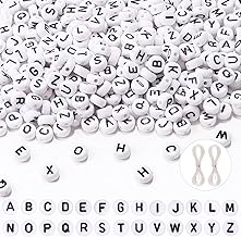 Pack of 1200 White Alphabet Beads, 7 mm Round Letter Beads, Acrylic Spacer Beads with Hole for Threading for Jewellery Making, DIY Bracelets, Necklaces, Crafts