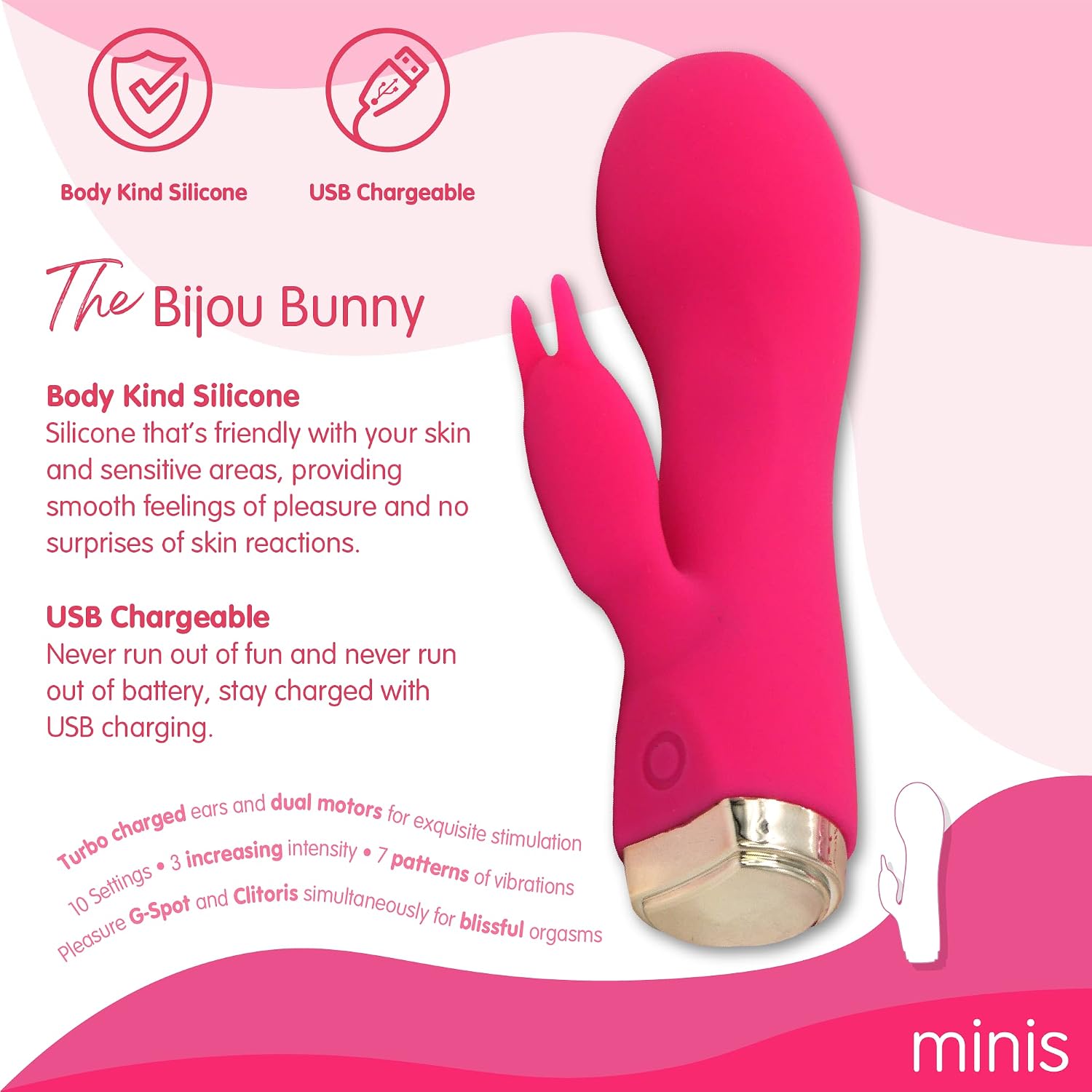 Skins Minis Sex Toys Bijou Bunny Vibrator; Rabbit Vibrators for Women