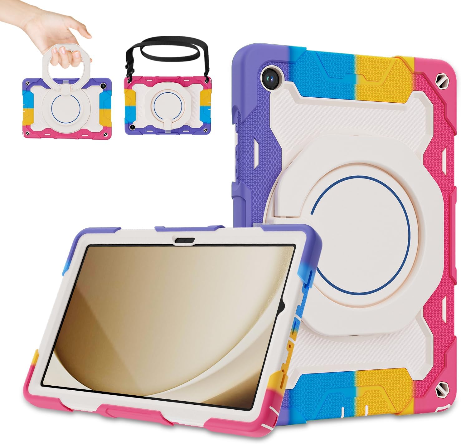 ROISKIN Case for Galaxy Tab A9 Plus/ A9+ (11 Inch) with HD Screen Protector & Shoulder Strap,Samsung Tablet A9 Plus 2023 SM-X210/X216/X218 Case with 360 Kickstand |15ft Drop Protection, Heavy Duty|