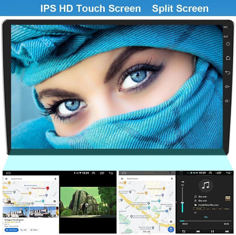 Android 14.0 Double Din Car Stereo - 9 Inch Touch Screen Radio Android Auto with Carplay Audio Multimedia Receiver with GPS Bluetooth ＆ Backup Camera for Dodge RAM ProMaster City 2015-2021 丨 4+64G