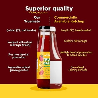 Healthy Tomato Ketchup made from 75% Fresh Tomatoes | No Refined Sugar, No Preservatives, No Added Colors | Perfect with Fries, Hotdogs, Sandwiches & Burgers | 21 Oz (Pack of 2)