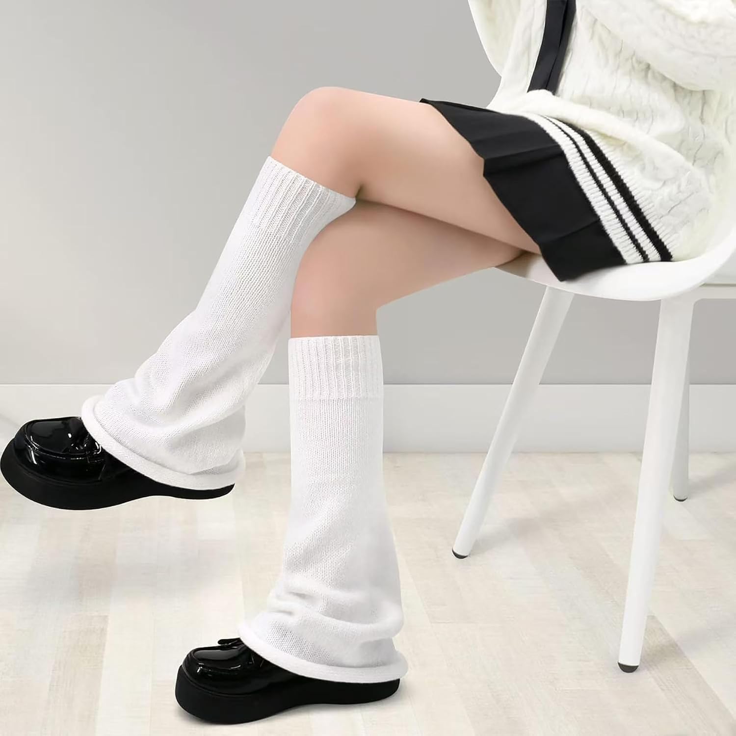 White Leg Warmers Kawaii Cute Cutecore Legwarmers for Women Girls Japanese Socks Emo Goth Gyaru Accessories