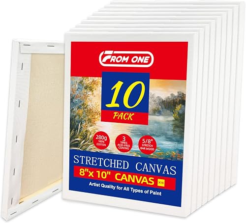 Lienzo blanco estirado en blanco, paquete de 10 lienzos estirados para pintura, 