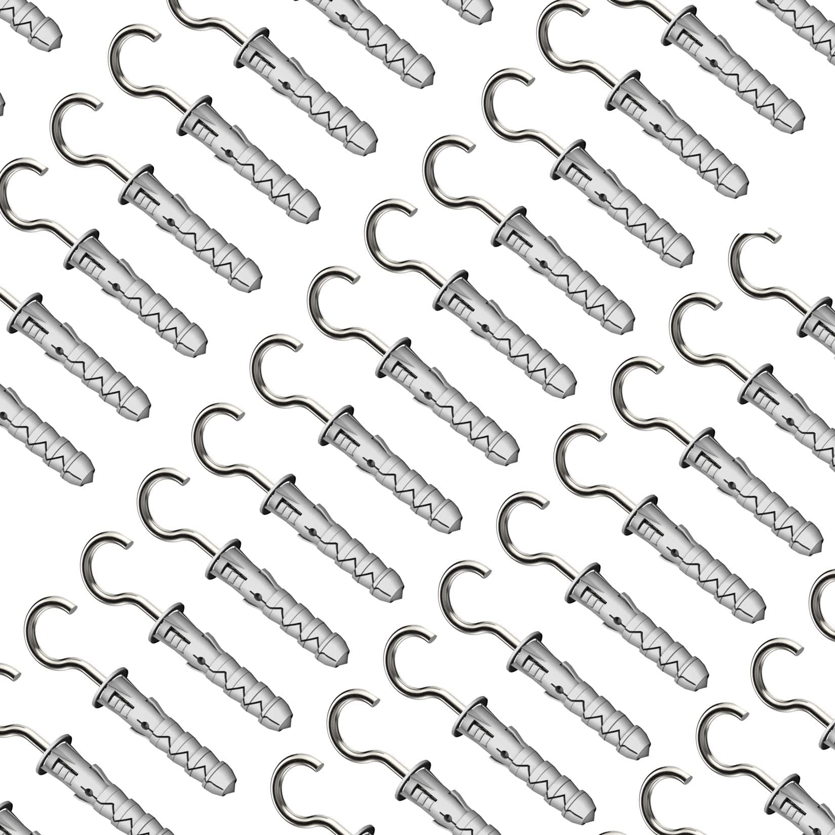Viti a gancio a forma di C con tasselli M6 / 4.0x55mm viti a occhiello, ganci a C autofilettanti e fissaggi in nylon Rawl, tasselli ad espansione universali e ganci a parete (50 pcs)