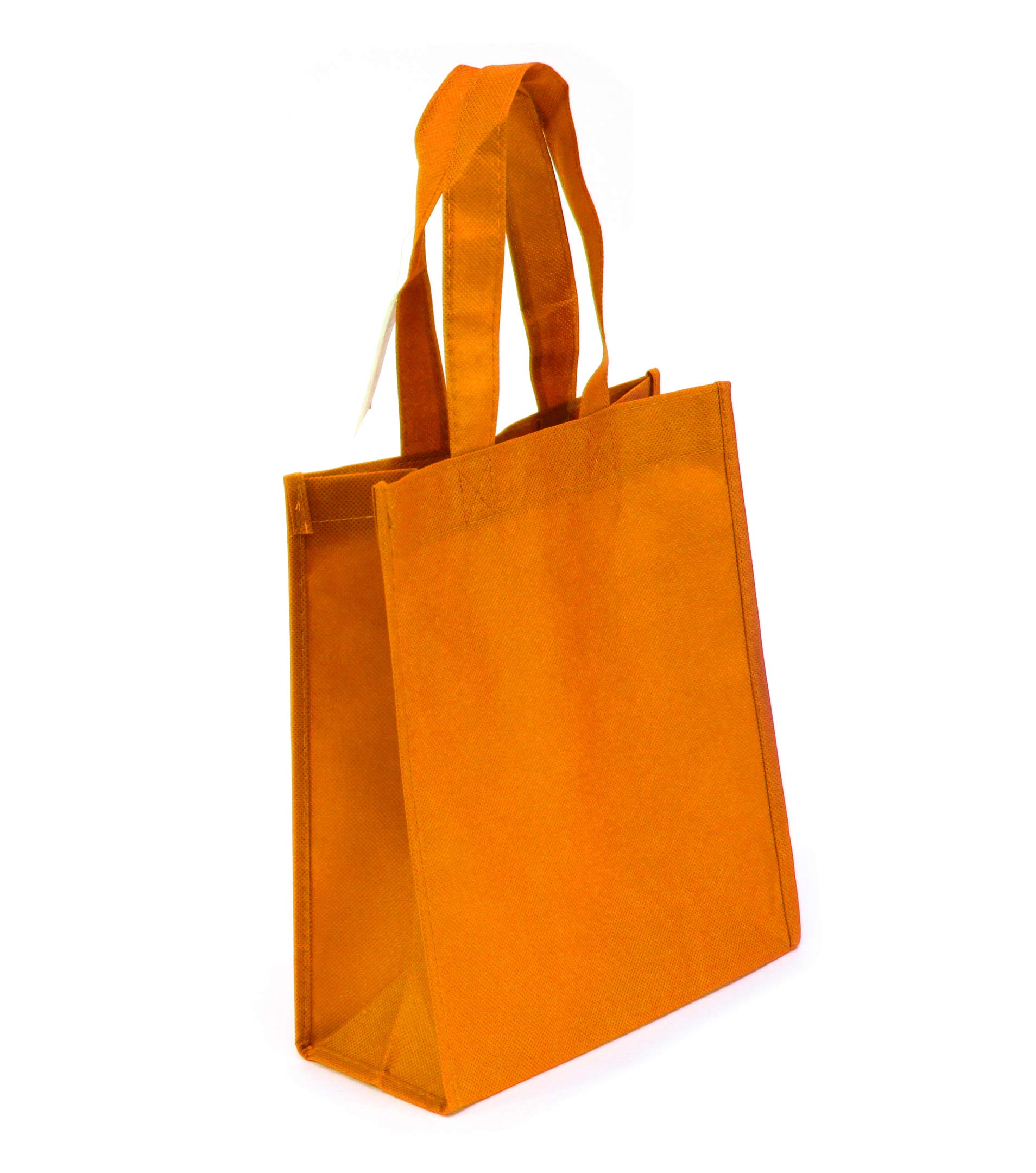 100 Pack Orange Non-woven Reusable Tote Bags, Heavy Duty