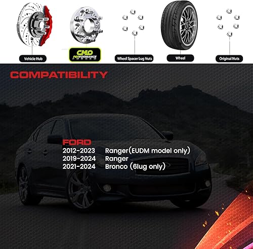 Miniatura 3 de Customadeonly 2 espaciadores de rueda de 6 x 5.5 para Ford Bronco Ranger, concentrador de 316 pulgadas (0.197 in) de ancho, 6 lengüetas 6x139.7