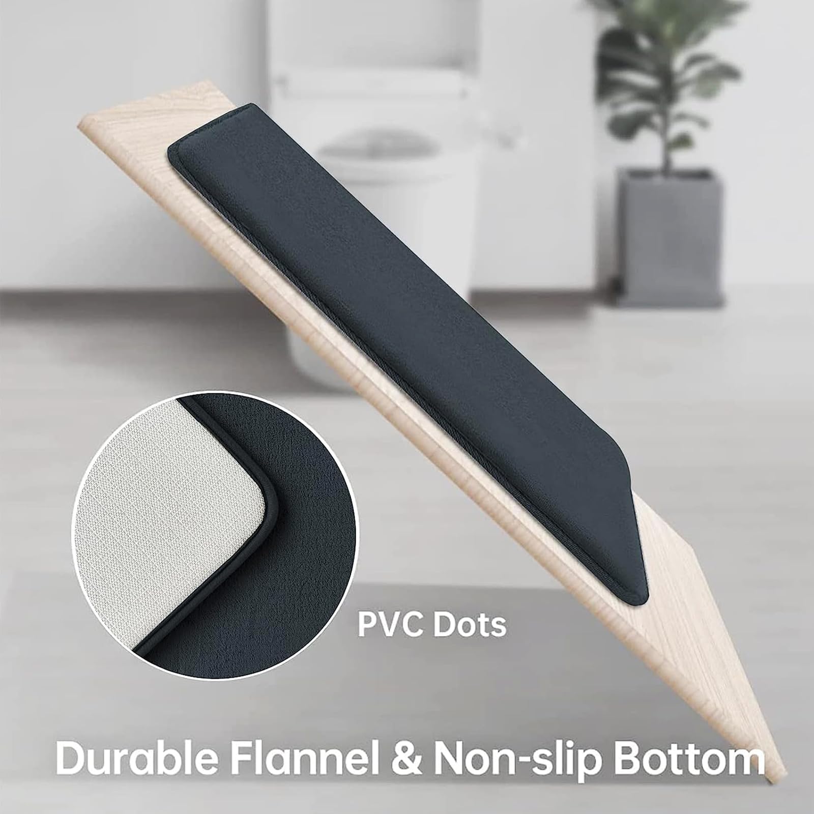 Set di 3 tappeti da bagno di lusso, in memory foam, antiscivolo, super assorbenti, a forma di U, lavabili in lavatrice, eleganti decorazioni per la casa