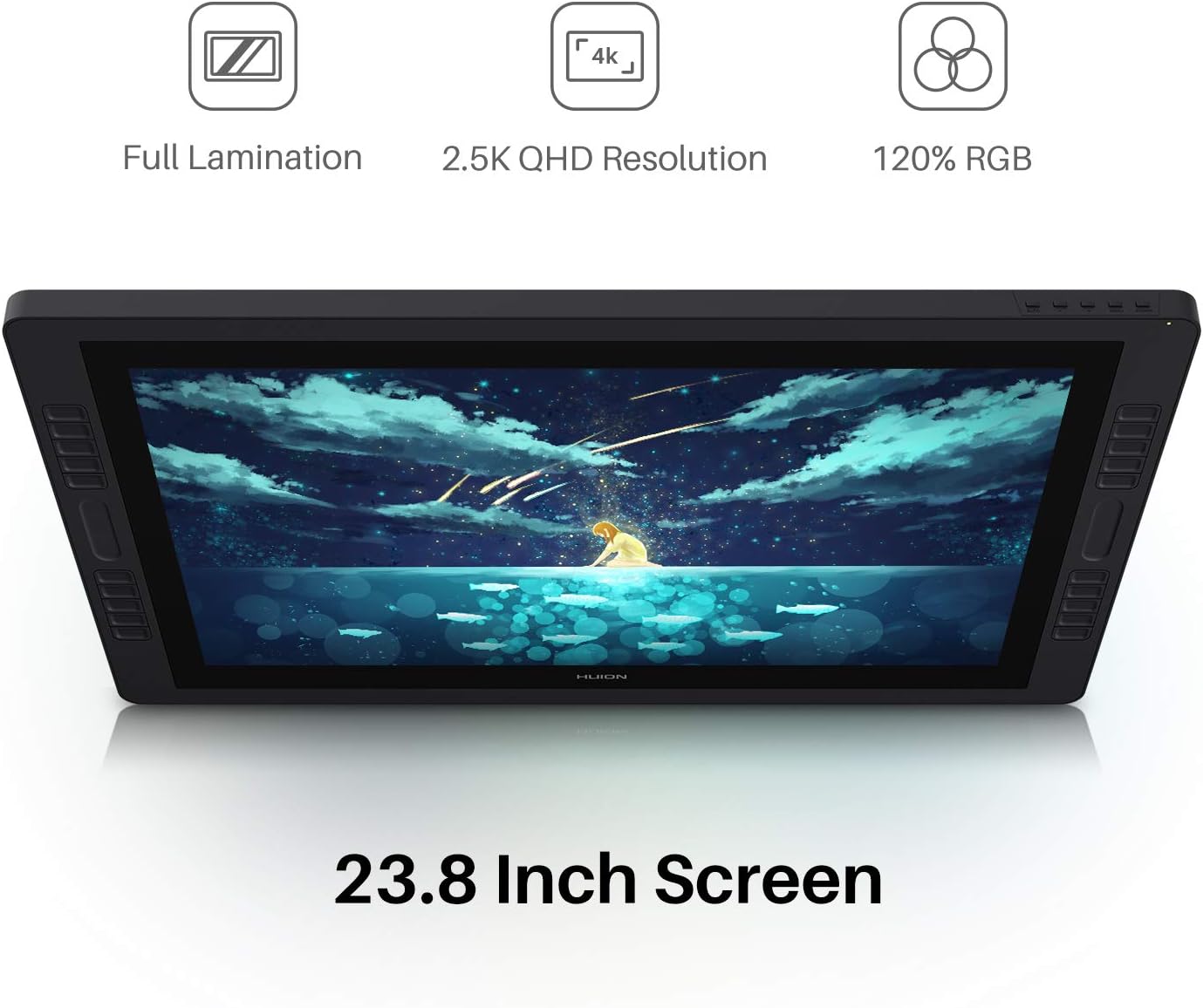 Gеt Sресіаl Prісе HUION Kamvas Pro 24 Graphic Drawing Monitor Pen Display Drawing Tablet Screen Full-Laminated Tilt Function Battery-Free Stylus, 8192 Pen Pressure and 20 Shortcut Keys