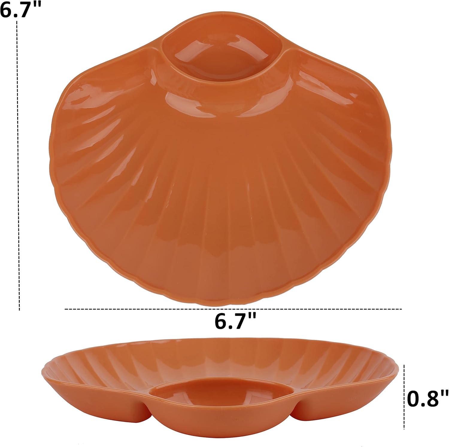  | ZOOFOX Set of 10 Chips and Dip Plates, Plastic Divided Snack Plate for Dip, Appetizers, Snacks, Veggies, Chips, Two Compartment Serving Tray Set for Party, Festival and More: Chip & Dip Sets