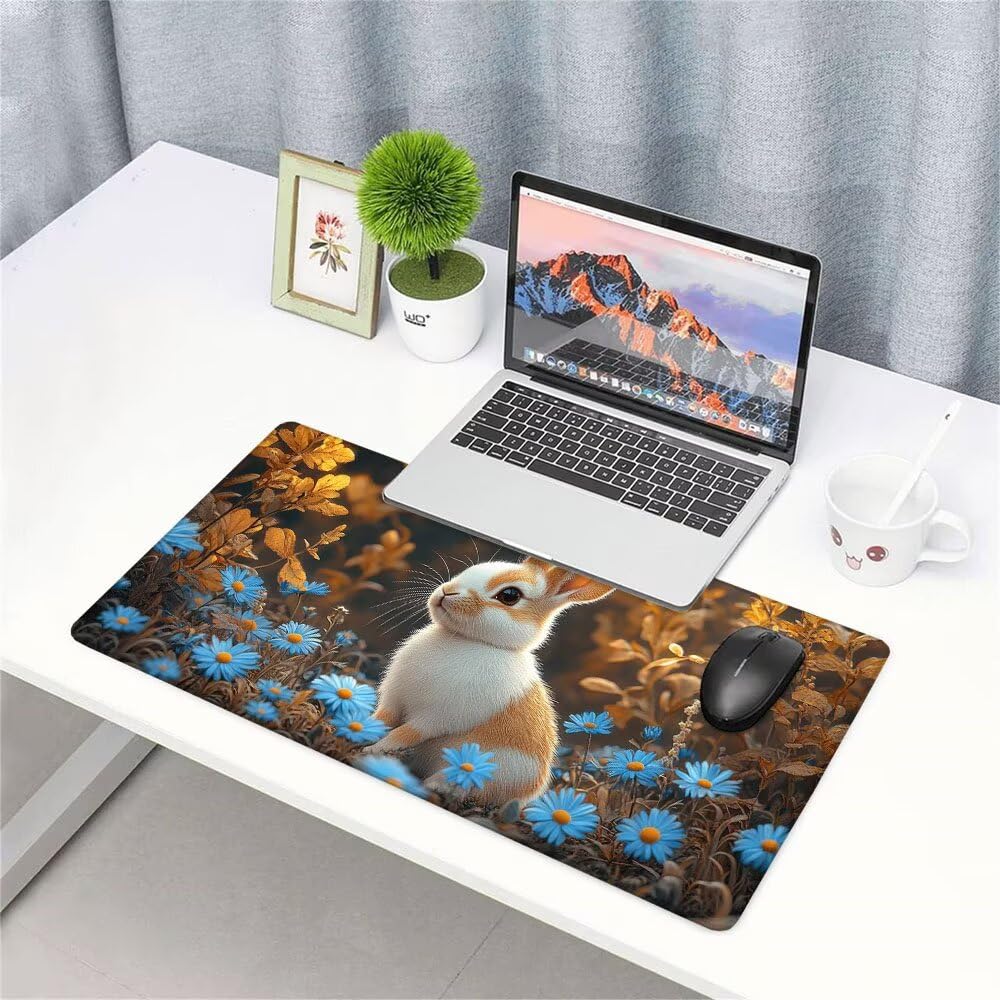 Alfombrilla de Mouse para Juegos, Giallo, XXL, Antideslizante, Impermeable, Diseño de Coniglio, Extendido, Grande, 1200x600x3mm, para PC, Laptop, Ufficio, Famiglia d-635