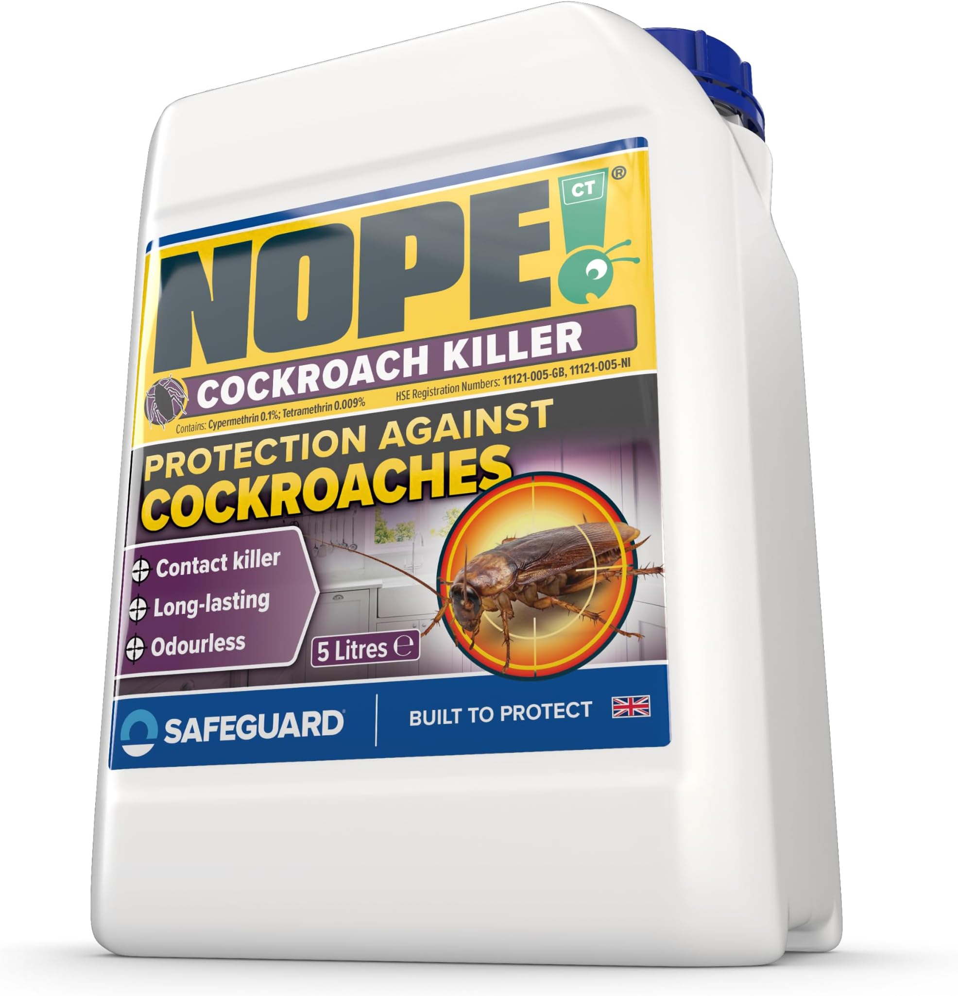 NOPE! Cockroach Killer Spray (5L) Odourless, Strong, Contact Killer for Home use.