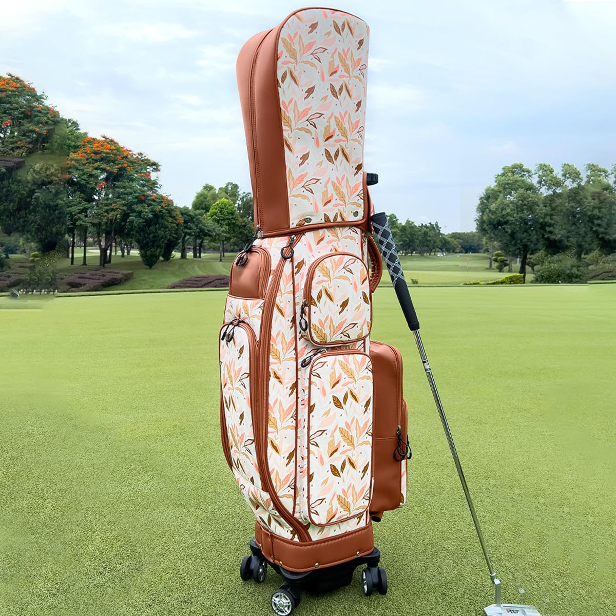 Torba podróżna golfowa z kółkami 360 stopni, lekka, wodoodporna konstrukcja, ukryta dźwignia i dedykowana przegroda na buty dla mężczyzn i kobiet