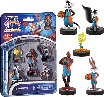 P.M.I. Space Jam Kids Stamps | Collect All 13 Looney Tunes Toys & Basketball Player Figures | Space Jam Party Supplies | Made by P.M.I.