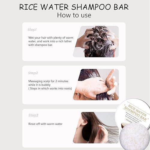 Miniatura 6 de Champú y acondicionador de agua de arroz 2 en 1, 2 unidades de champú de agua de arroz natural para mejorar el cabello, hidratar e hidratar el