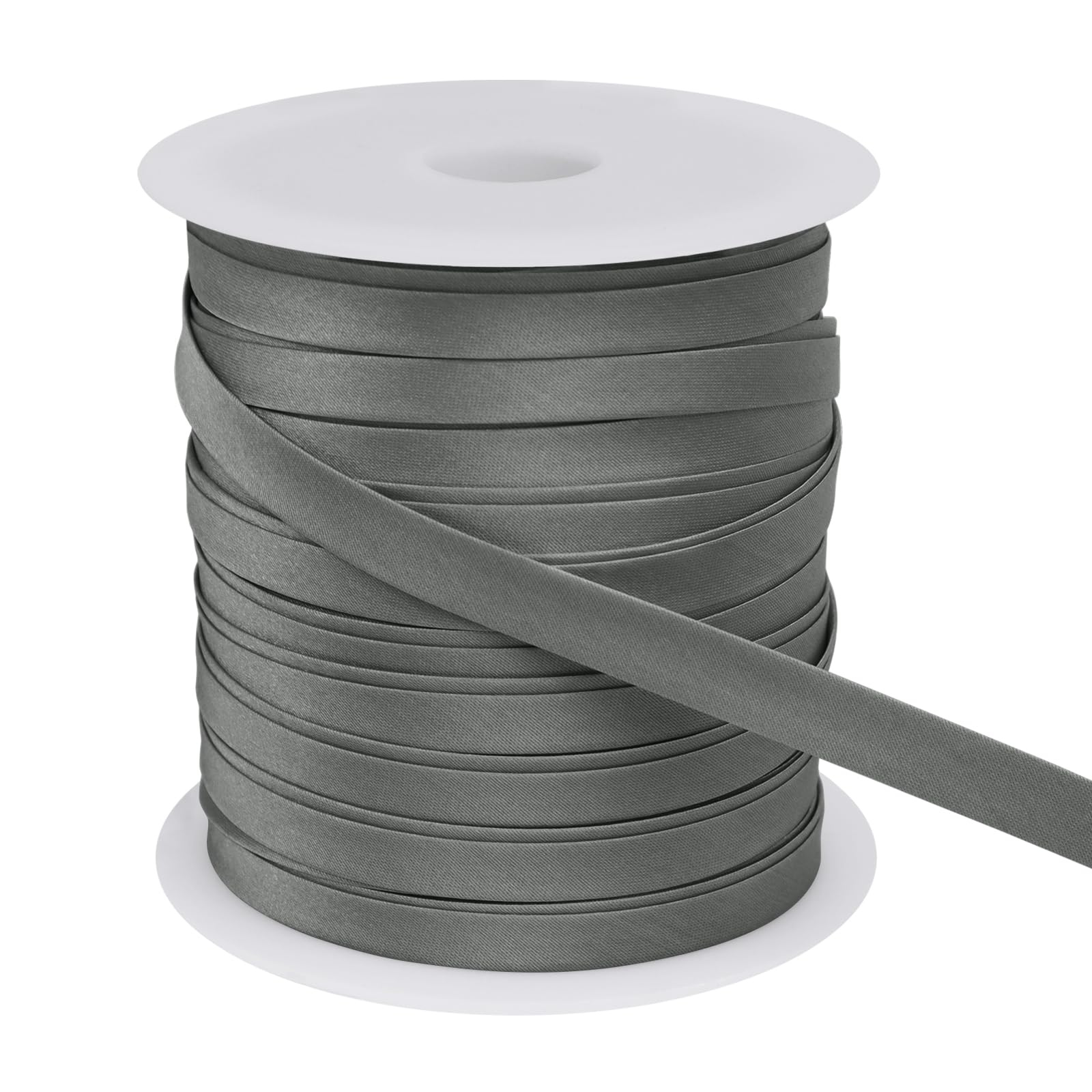 LEREATI Satin Bias Binding Tape for Sewing 1 Inch x 50m Sewing Bias Tape Double Fold, Upholstery Webbing Tape for Sewing, Bunting, Seaming, Quilting, Hemming (Medium Gray)