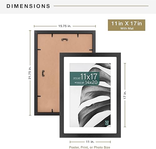 Vista 65 de MCS Studio Gallery Marco para póster de 16 x 24 pulgadas, imitación de veta de madera de color negro, colgar en horizontal o vertical, grande
