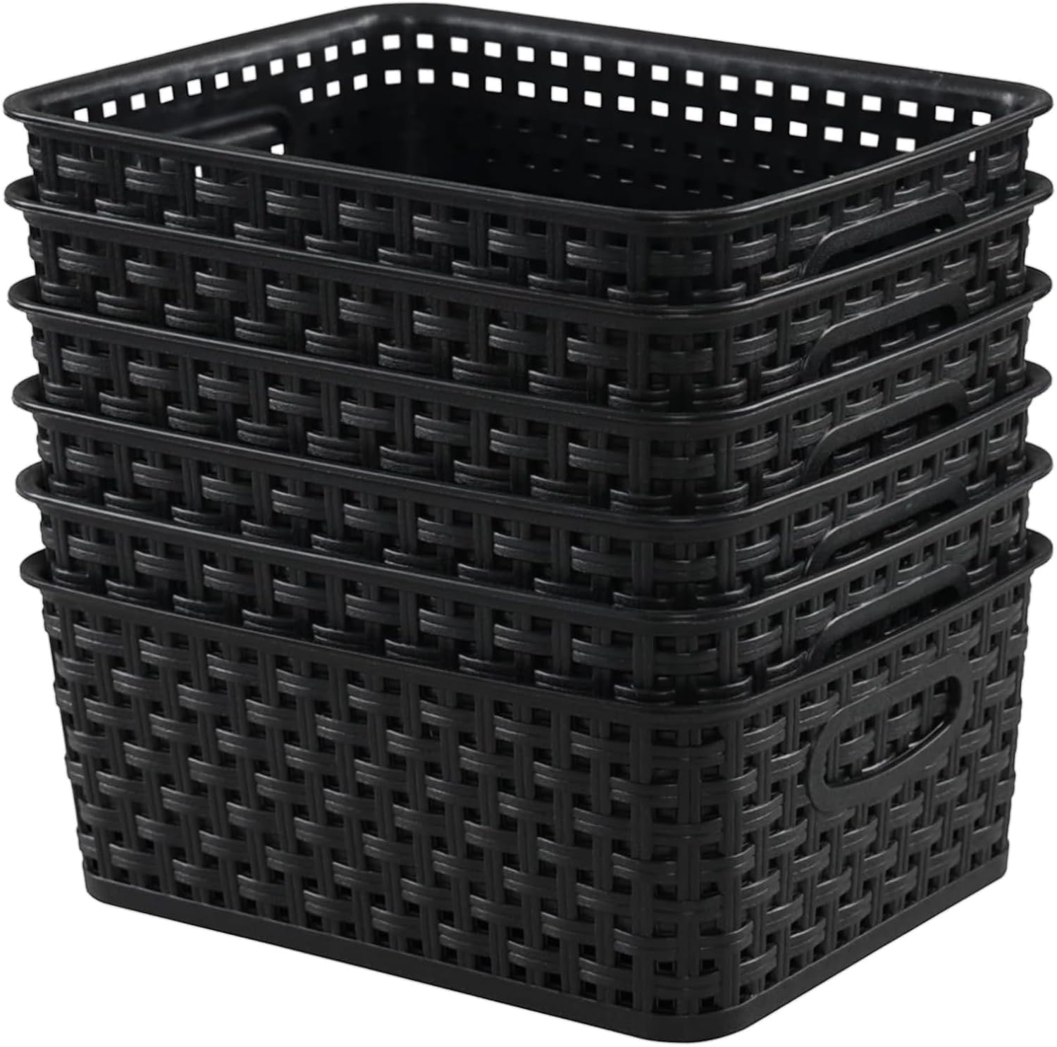 Panier de rangement en plastique noir pour organiser votre bureau et cuisine