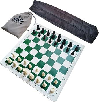 rockible Chess Set, Lightweight and Compact Design, Tournament Chess, Roll-Up Board, Outdoor Games, Includes Carrying Bag, Chess Game, Classic Design with Historic Atmosphere, Easy to Clean PVC