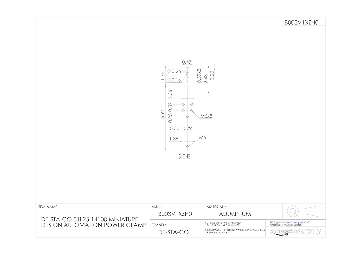 DE-STA-CO 81L25-14100 Miniature Design Automation Power Clamp
