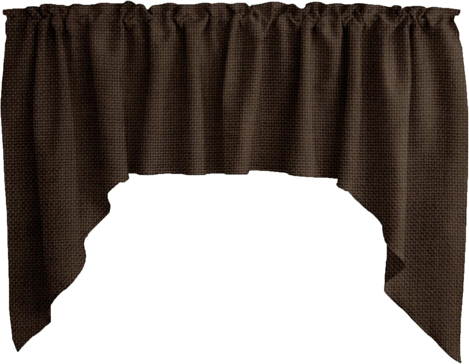 lovemyfabric Faux Burlap Woven Texture Solid Swag Valance Window Treatment/Window Décor (Swag Style 72" Wide / 36" Tall, Brown)
