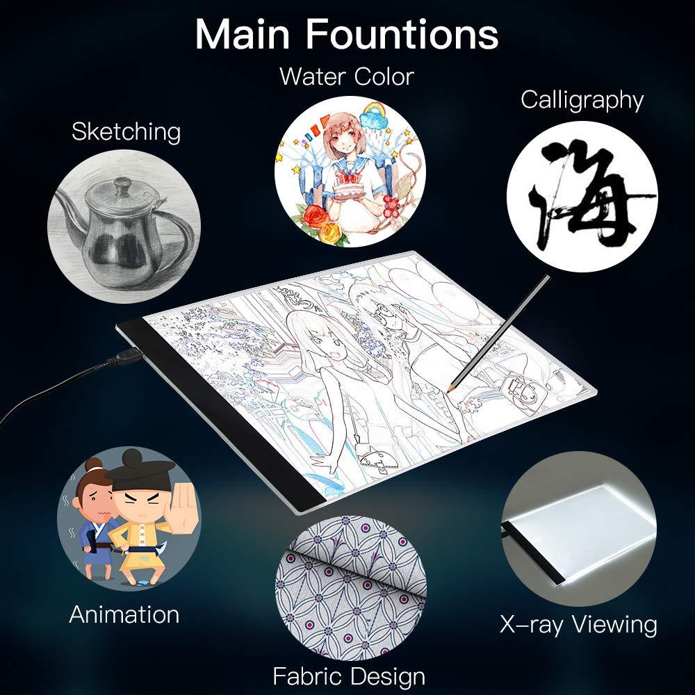 Light Box Drawing, A4 Light Box LED Copy Board Drawing Light Pad with