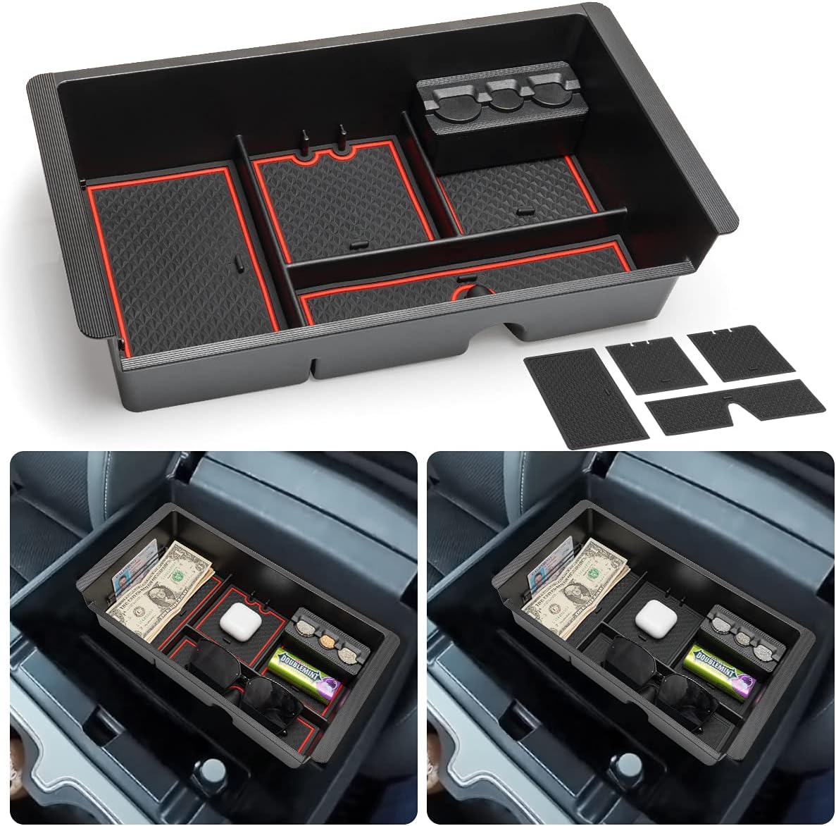 for GMC Sierra Chevy Silverado Accessories 2014-2018, for Chevy Suburban Tahoe GMC Yukon Accessories 2015-2020 Center Console Organizer Tray Armrest Storage Box-Full Console w/Bucket Seats