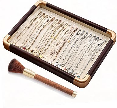Mothers Day Gift Velvet Jewelry Tray, Stackable Wooden Organizer with Beautiful Premium Soft Lining and Rounded Edges, for Rings Earrings Necklaces Bracelets, Gift BoxCaja para collares